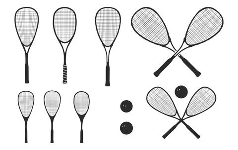 Squash racket silhouette, Squash racket svg, Racket silhouette Stock Illustration