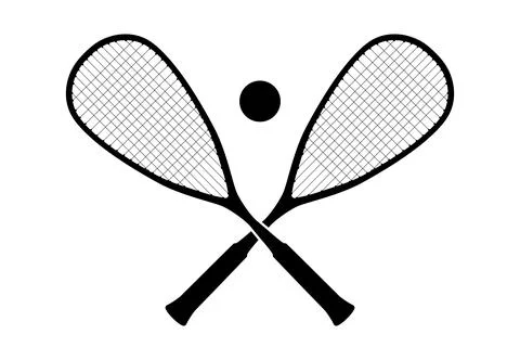 Squash rackets and ball vector Stock Illustration
