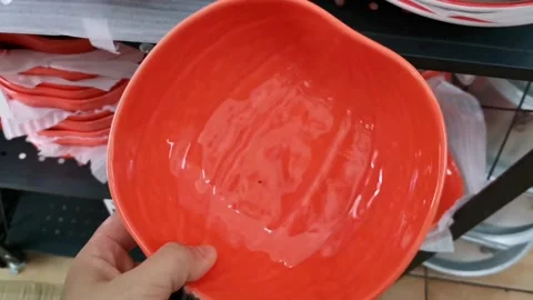 Squash Shape Orange Ceramic Plate Stock Footage 159288111