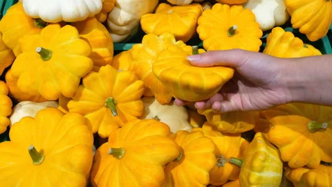 Squash on shelf in supermarket. Stock Footage 157536676