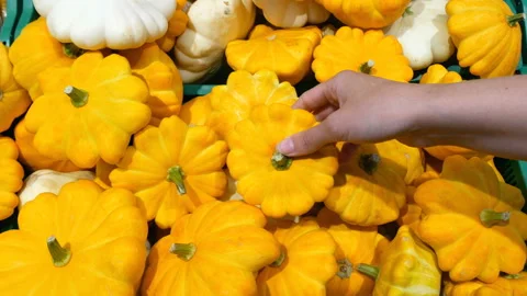 Squash on shelf in supermarket. Stock Footage 157536699
