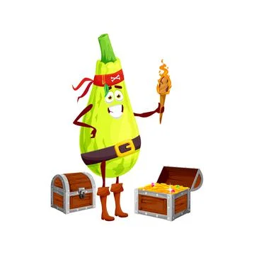 Squash vegetable marrow pirate emoticon corsair Stock Illustration
