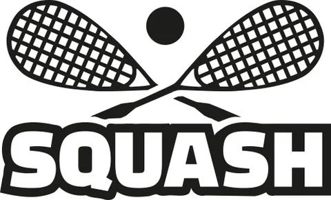 Squash word with crossed rackets Stock Illustration