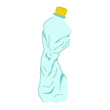 Squashed crumpled plastic bottle cartoon vector illustration Stock Illustration