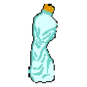 Squashed crumpled plastic bottle pixel art vector illustration Stock Illustration