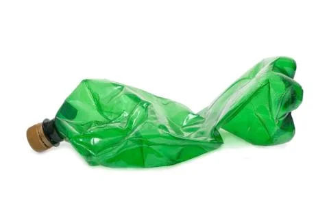Squashed plastic green bottle Stock Photos