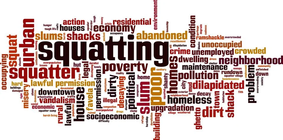 Squatting word cloud Stock Illustration