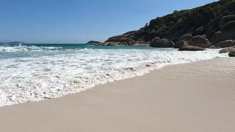 Squeaky Beach at Wilsons Promontory: Pristine White Sand, Granite Boulders,.. Stock Footage 312065227