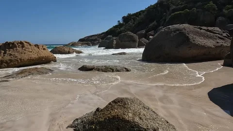 Squeaky Beach at Wilsons Promontory: Pristine White Sand, Granite Boulders,.. Stock Footage 312065319