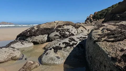 Squeaky Beach at Wilsons Promontory: Pristine White Sand, Granite Boulders,.. Stock Footage 312065337