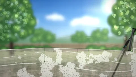 Squeegee Cleaning Soapy Window Streak Free Reveal Animation Stock Footage 346878586