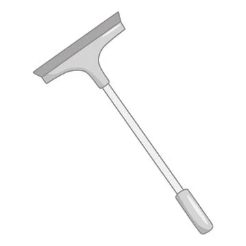 Squeegee cleaning tool with long handle for window washing, doodle style vector Illustration