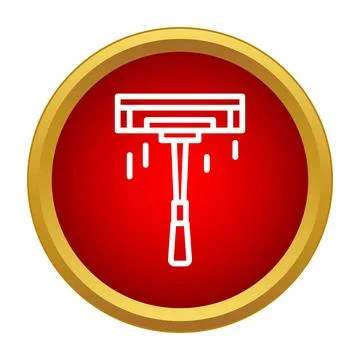 Squeegee cleaning window line icon in round frame Stock Illustration