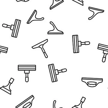 Squeegee For Cleaning Window Vector Seamless Pattern 스톡 일러스트