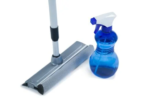 Squeegee mop with cleaning spray bottle Foto stock