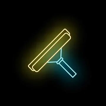 Squeegee neon line icon cleaning service concept Stock Illustration