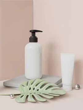 Squeeze bottle and pump bottle for cosmetic dispensing Stock Illustration