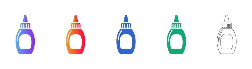 Squeeze Bottle Condiment Icon Set Stock Illustration