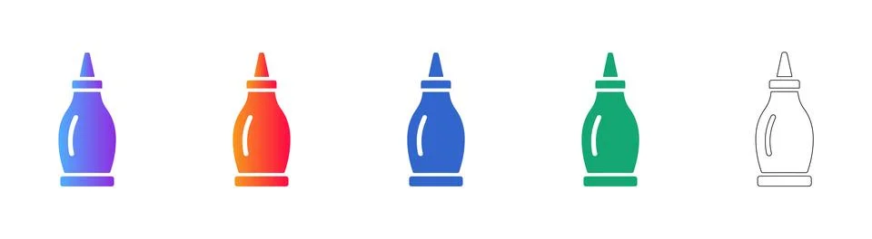 Squeeze Bottle Condiment Vector Set Stock Illustration