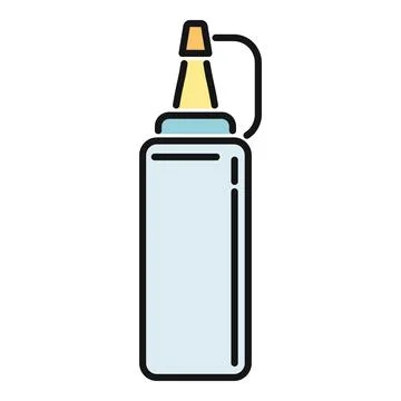 Squeeze bottle for condiments color line icon Stock Illustration