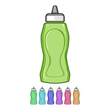 Squeeze bottle of mustard condiment on white background Stock Illustration