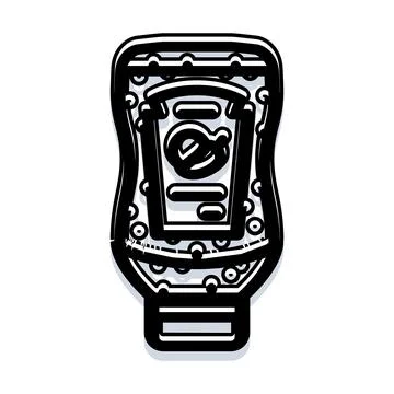 Squeeze bottle with red sauce condiment for food Illustrazione stock