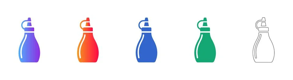 Squeeze Bottle Vector Icon Set Stock Illustration