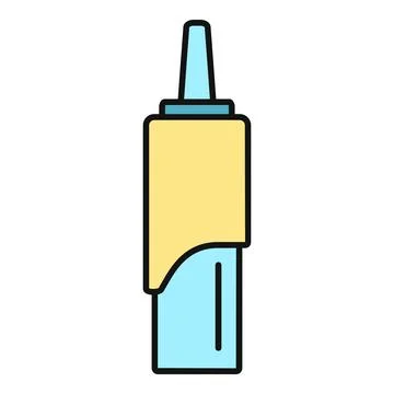Squeeze condiment bottle with yellow label icon Stock Illustration