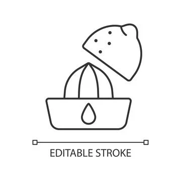 Squeeze lemon linear icon Stock Illustration