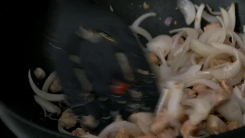 ​ squeeze lemon in stir fried chicken breast Stock Footage 74236534