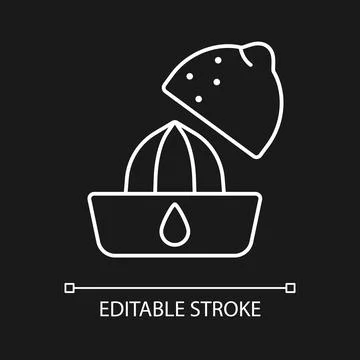 Squeeze lemon white linear icon for dark theme Stock Illustration