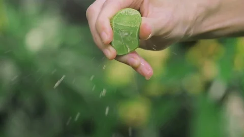 Squeeze lime slow motion Stock Footage 94485971