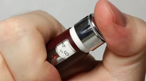 Squeeze out of a syringe-pen five units Video stock 12264517