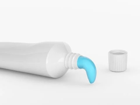 Squeeze toothpaste out of a toothpaste tube on a white background Stock Illustration