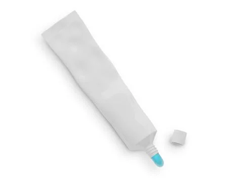 Squeeze toothpaste out of a toothpaste tube on a white background Stock Illustration