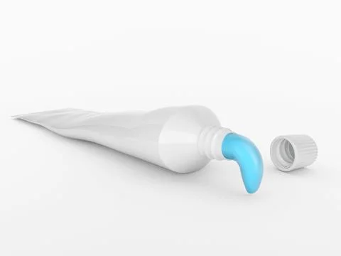 Squeeze toothpaste out of a toothpaste tube on a white background Stock Illustration