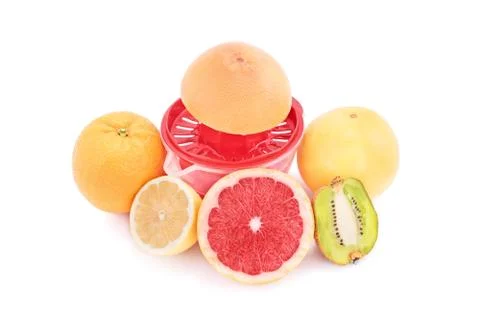 Squeezer, fruit and juice Stock Photos