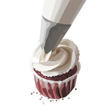 Squeezing curd cream, vector Stock Illustration