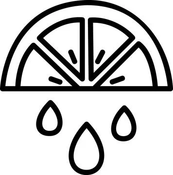 Squeezing fresh lemon slice juice drops icon Stock Illustration