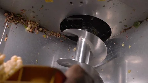 Squeezing grapes into the machinery - making wine- slow motion Video stock 98607614