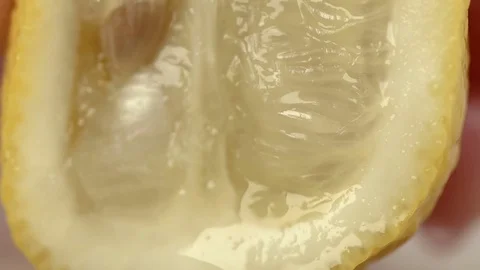 Squeezing A Lemon To Use The Ripe Juice For Cooking  Stock Footage 73345797