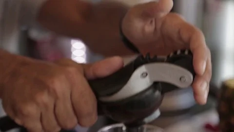 Squeezing lime in a cocktail glass Stock Footage 71619011