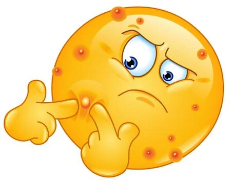 Squeezing pimple emoticon Stock Illustration
