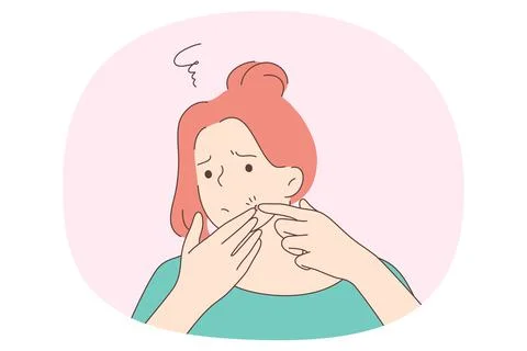 Squeezing pimples concept Illustrazione stock