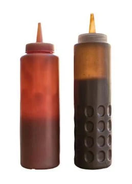 Squeezy Bottle Condiments 스톡 사진