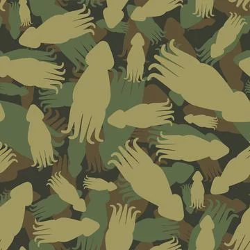 Squid army pattern seamless. Military cephalopod marine animal background. pr Stock Illustration