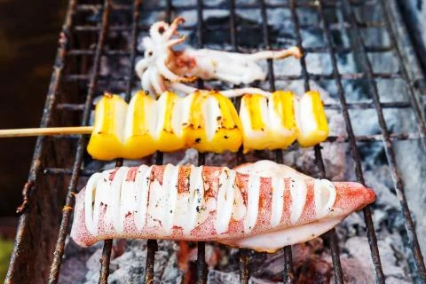 Squid barbeque Stock Photos