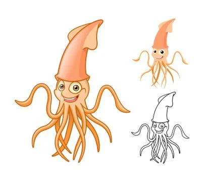 Squid Cartoon Character Stock Illustration