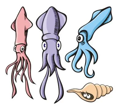 Squid cartoons Stock Illustration