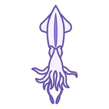 Squid Color Icon. Vector Illustration. Mollusk. Squid with Tentacles and Su.. Stock Illustration